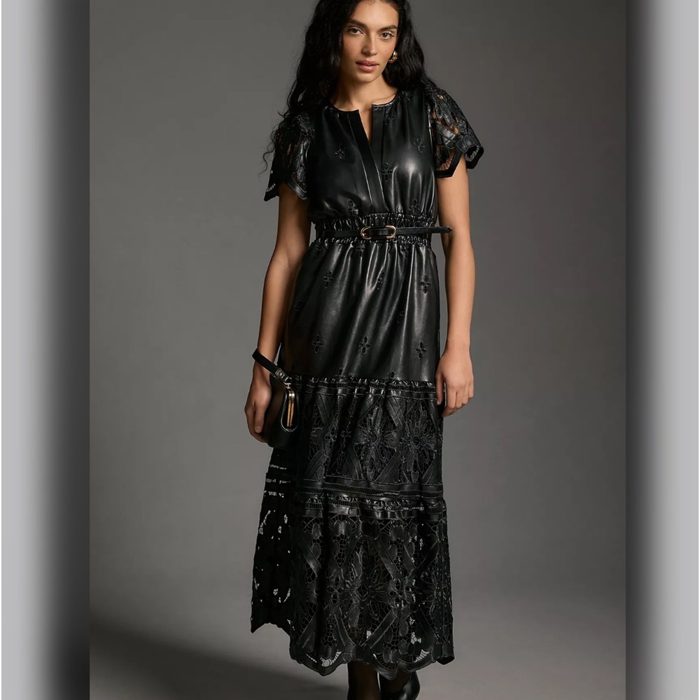 The Somerset Maxi Dress: Faux Leather Embroidered Edition 🔥